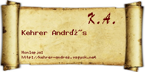 Kehrer András névjegykártya